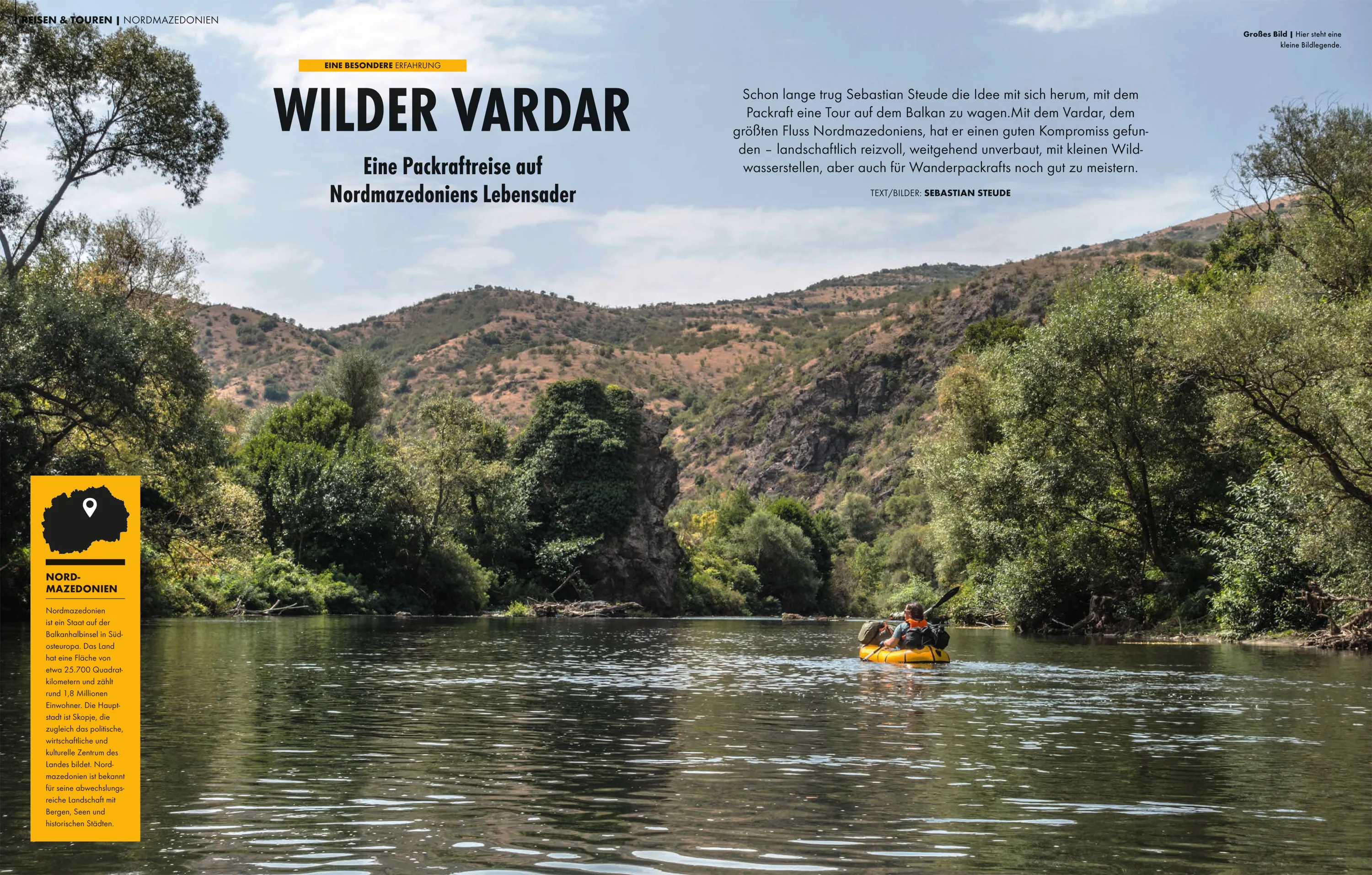 Titelbild der Reportage Wilder Vardar für das kajak-Magazin von Sebastian Steude als Beispielarbeit