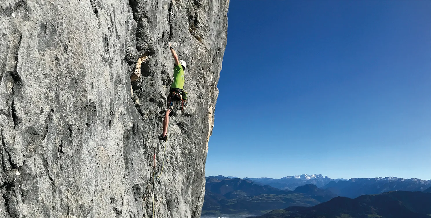 Sebastian Steude in der Südwestwand am Untersberg in den Berchtesgadener Alpen