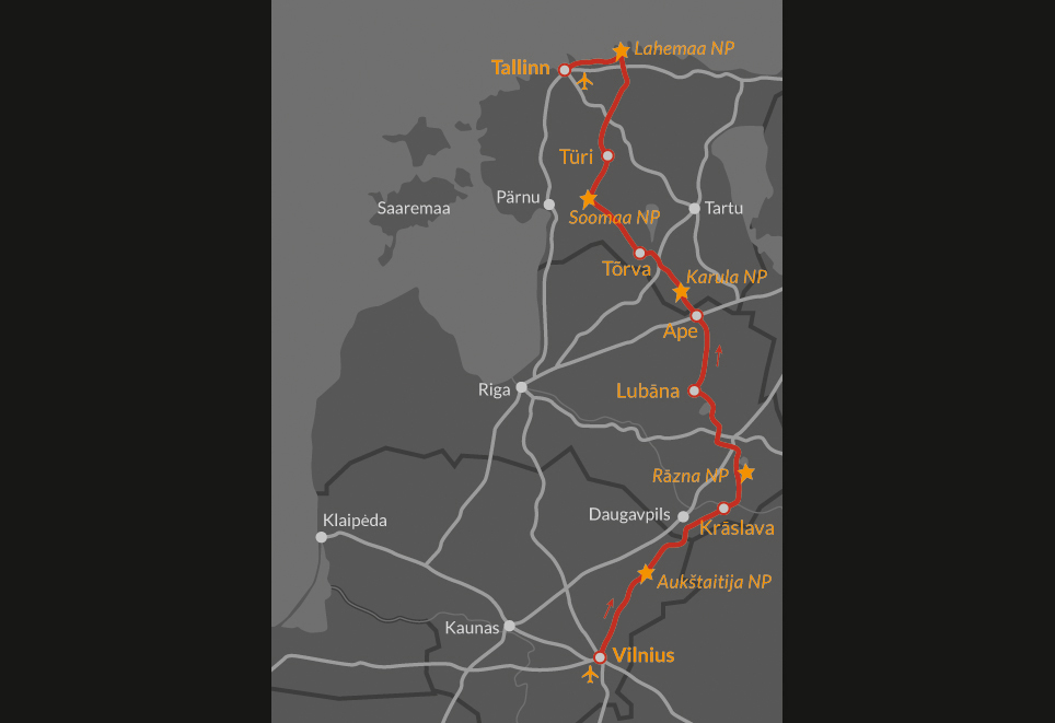 Karte-Radreise-Baltikum